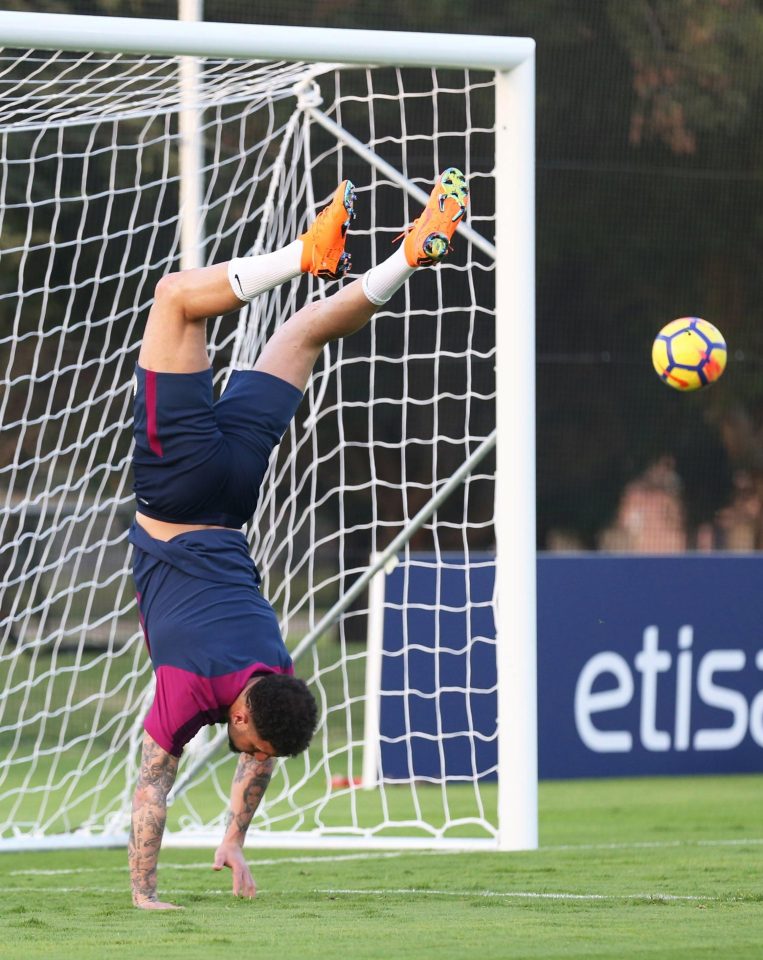 The England star does his best Rene Higuita impression