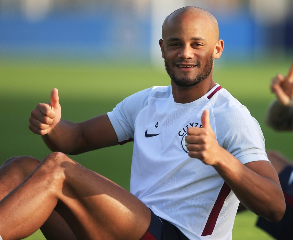 Vincent Kompany gives the camera a big thumbs up