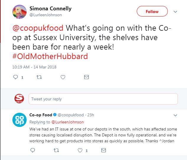  Co-op has apologised about the lack of deliveries