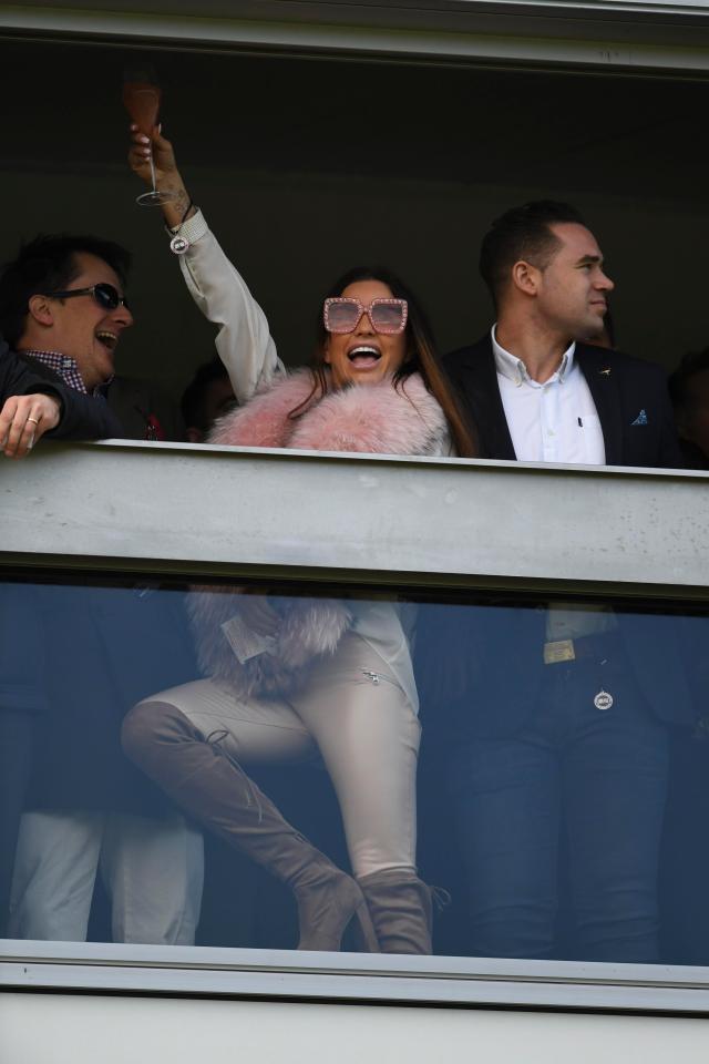  Katie Price couldn't contain her excitement as she appeared to pick a winner at the Cheltenham Festival today