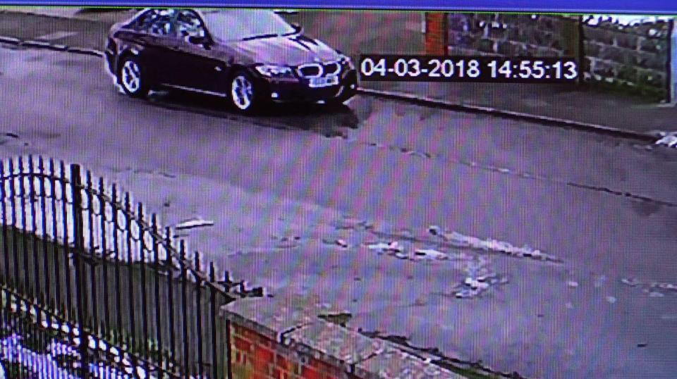  CCTV showed the spy's car driving down a road in Salisbury