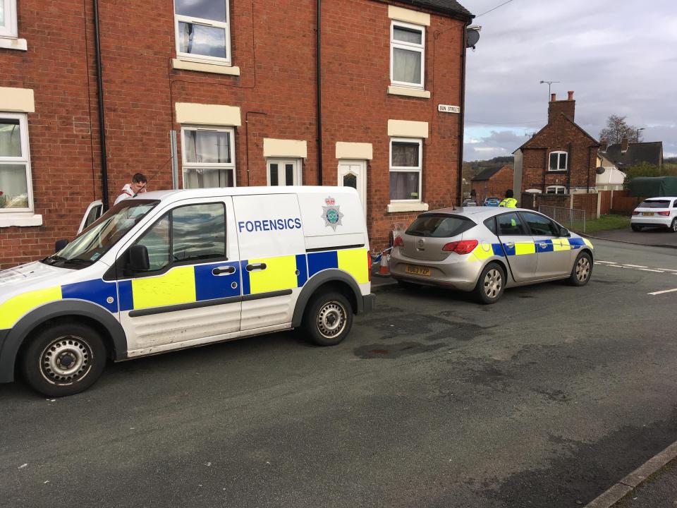  Police at the scene in Cheadle where the 53-year-old woman was found