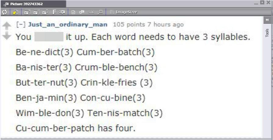  According to one user, there's a formula for creating a variant of Cumberbatch's name