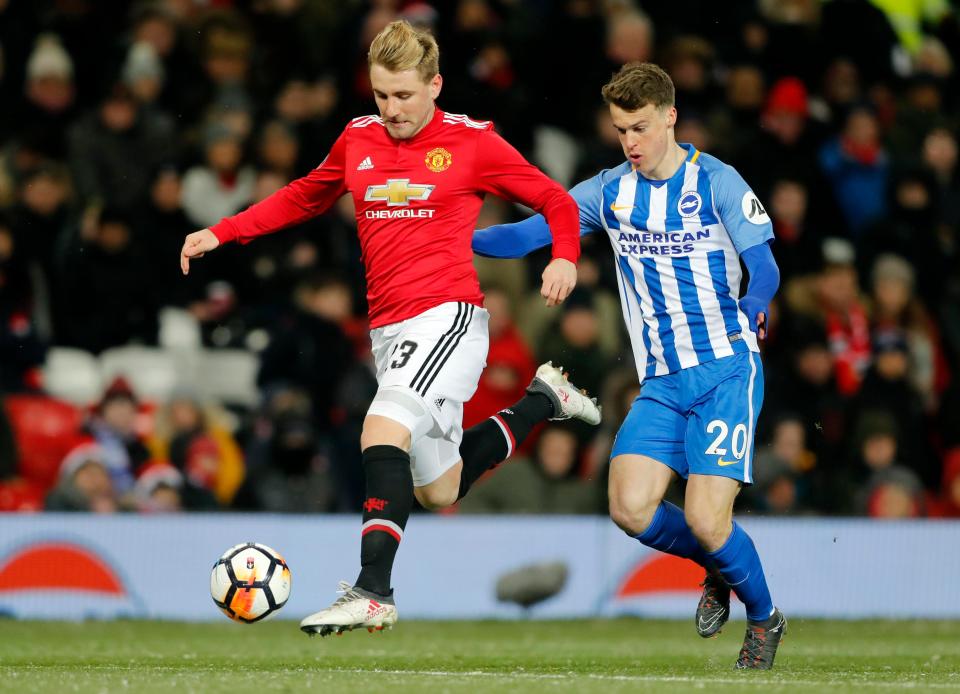  Luke Shaw was hauled off at half-time against Brighton in the FA Cup at Old Trafford