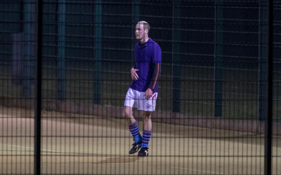  William was spotted rocking Aston Villa's trademark claret and blue socks