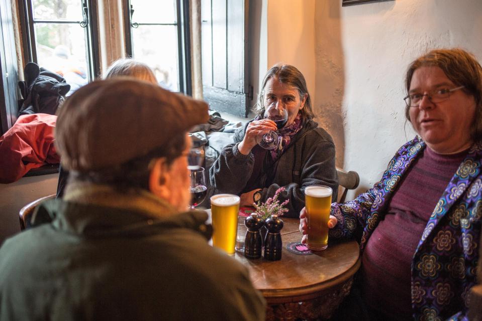  Patrons in the pub as it reopened today