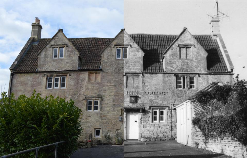  Side-by-side images of the historic 15th century pub