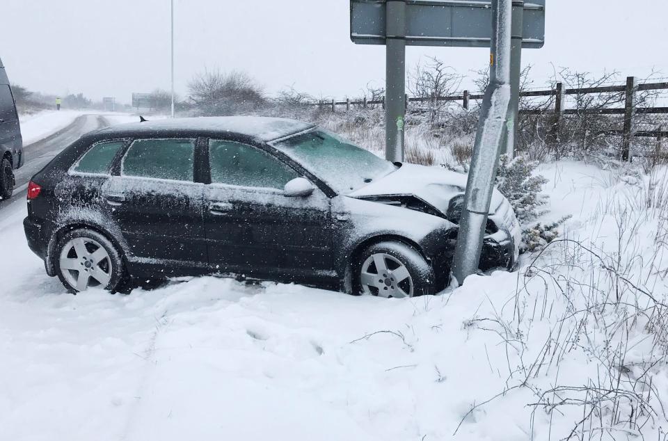  Snow brought travel chaos to Devon where this crash happened on the A30