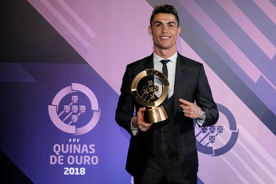  Real Madrid superstar Cristiano Ronaldo won the Quinas de Ouro for the third year in a row