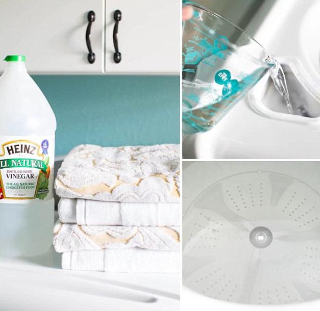  Stinky washing machine? One expert advises using two to three cups of distilled white vinegar and the running it on hot