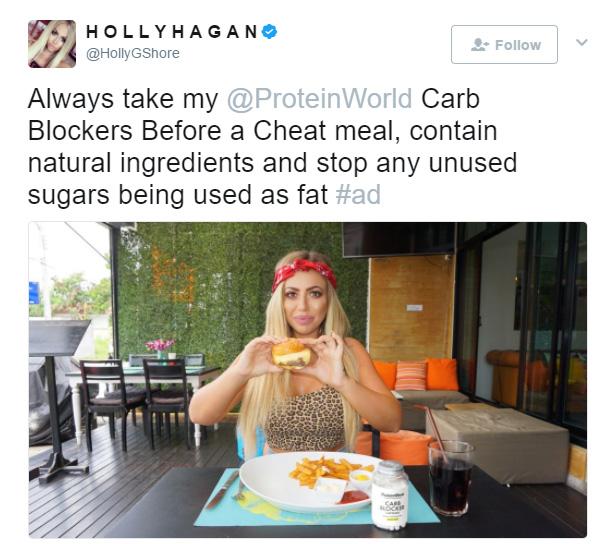  Holly Hagan's twitter add for Protein World