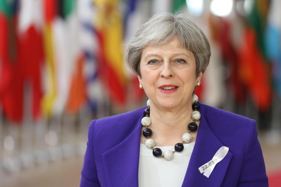  Theresa May arriving at a European Council summit in Brussels