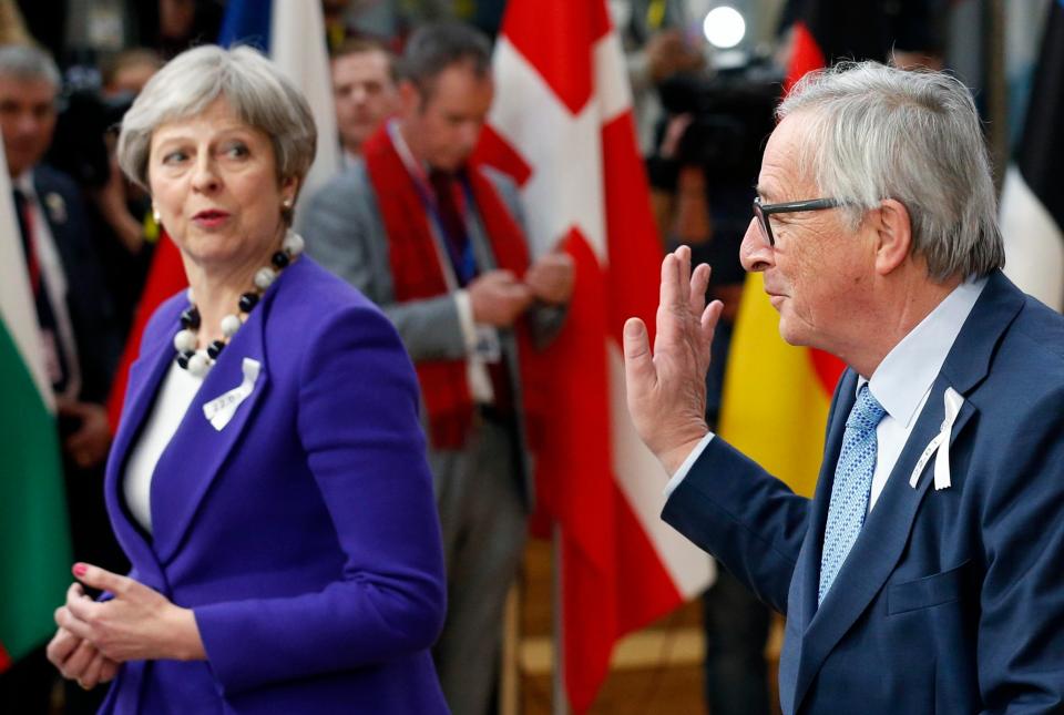  Mrs May was interrupted during an interview by Jean-Claude Juncker