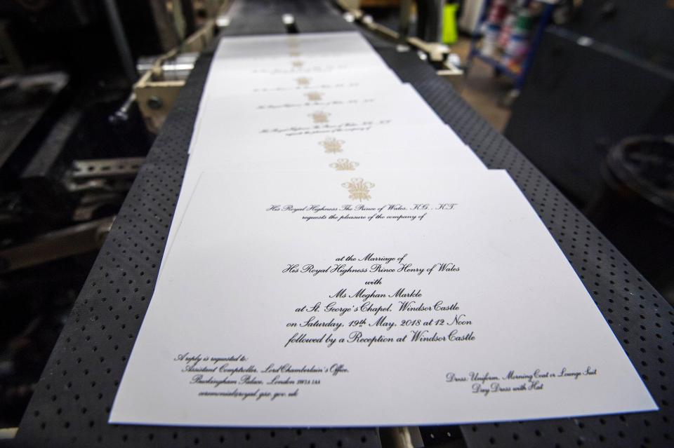  The invites to Prince Harry and Meghan Markle's wedding have now been printed