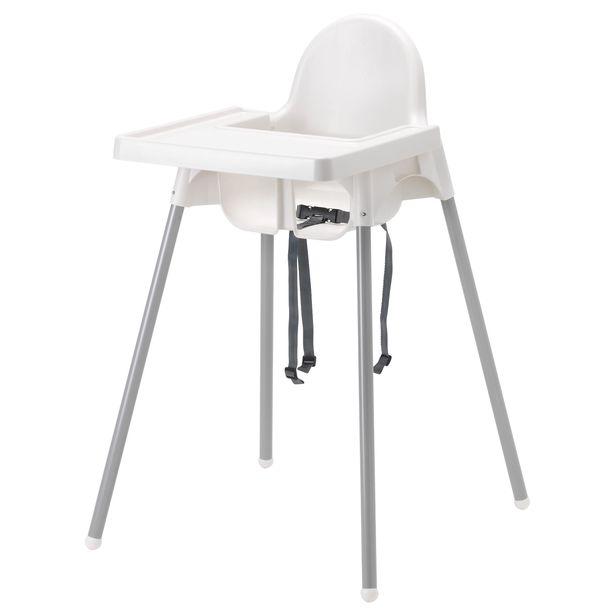  The top of this IKEA high chair detaches meaning it can be washed easily