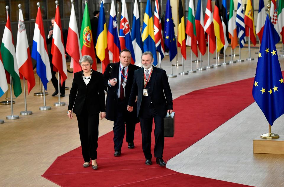  Mrs May returned for a breakfast meeting with EU leaders today - as leaders announced they would sign off the transition deal