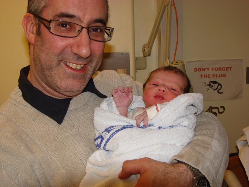  Newborn Zachary with Stacey's dad