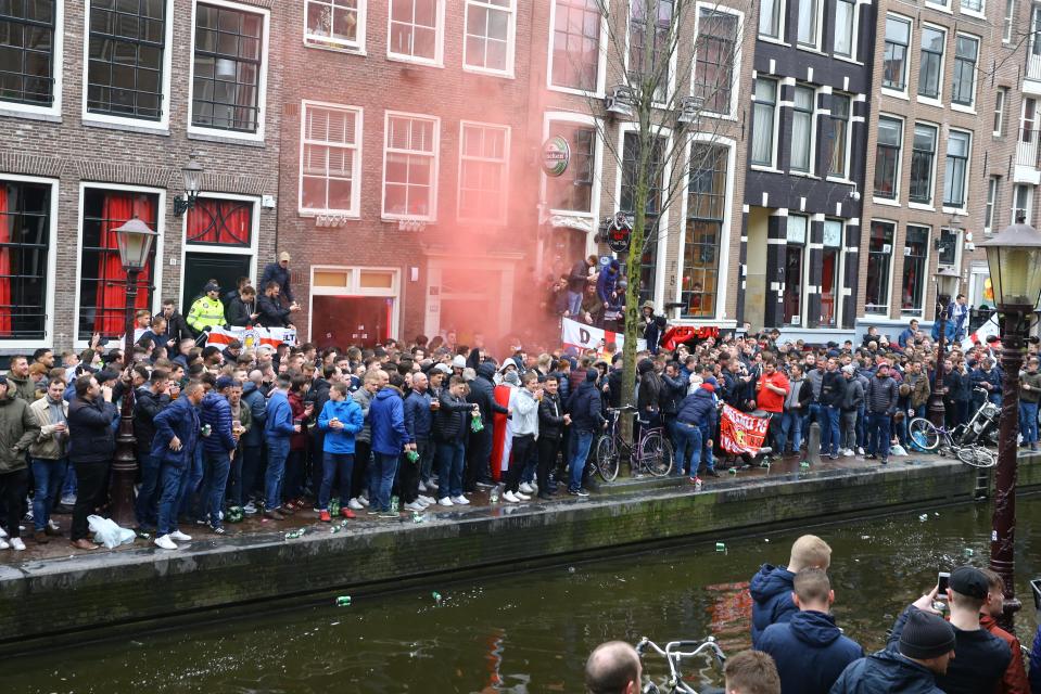 A flare was also let off in Amsterdam ahead of the game