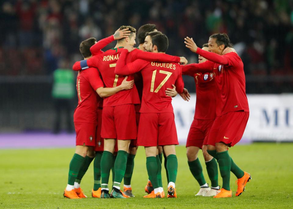  The former Manchester United hero celebrtes with his team-mates after getting on the score sheet