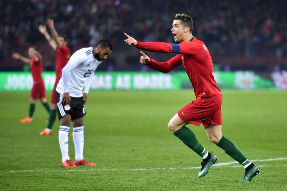  The five-time Ballon d'Or reacts after scoring in dramatic fashion late on