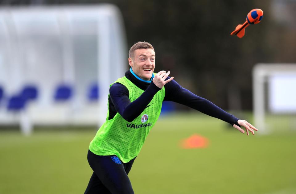 Jamie Vardy was clearly enjoying the Nerf session after his horror show against Holland on Friday