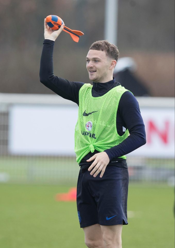 Kieran Trippier enjoyed Mondays Nerf session ahead of the big friendly against Italy