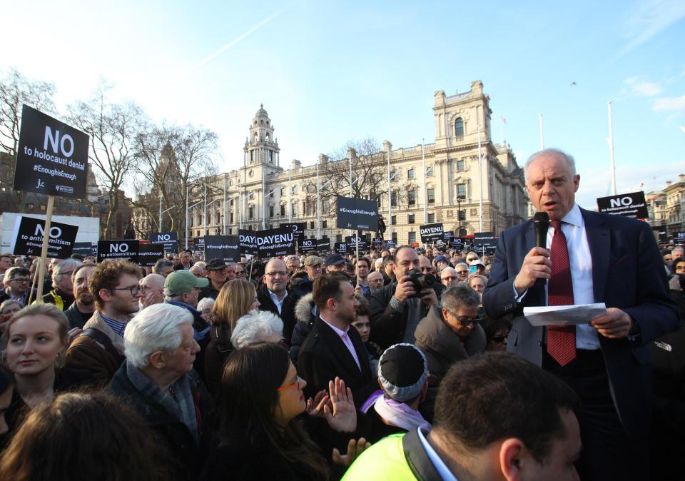  In a letter Jewish leaders said it was a “disgrace” that people who joined an anti-Semitism protest outside the Houses of Parliament on Monday had been subjected to abuse