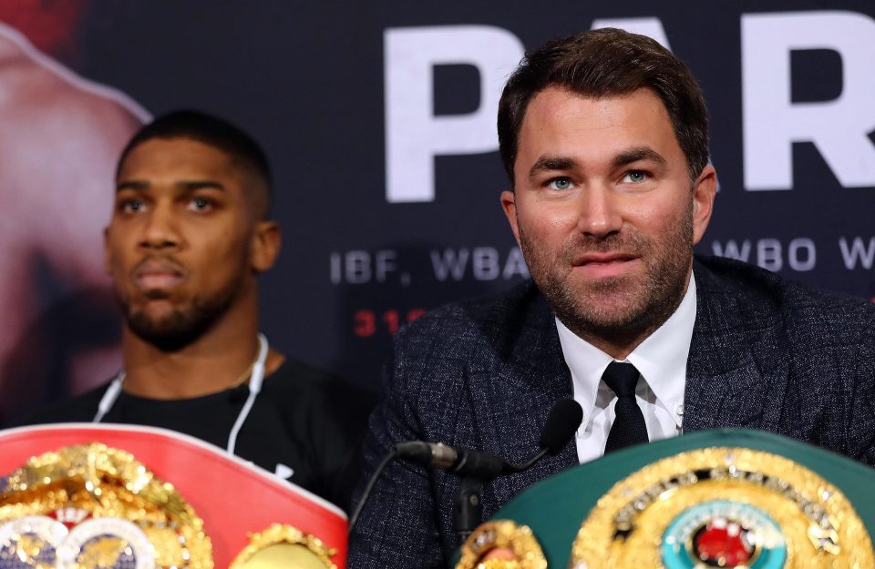  Eddie Hearn says Deontay Wilder's bum has gone over a fight with Anthony Joshua