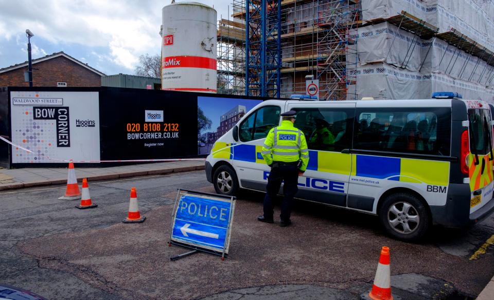  Police at the scene of the incident in East London this afternoon