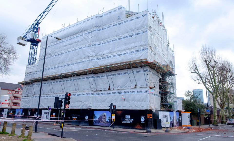  The debris is believed to have fallen from a crane working on £650,000 luxury apartments