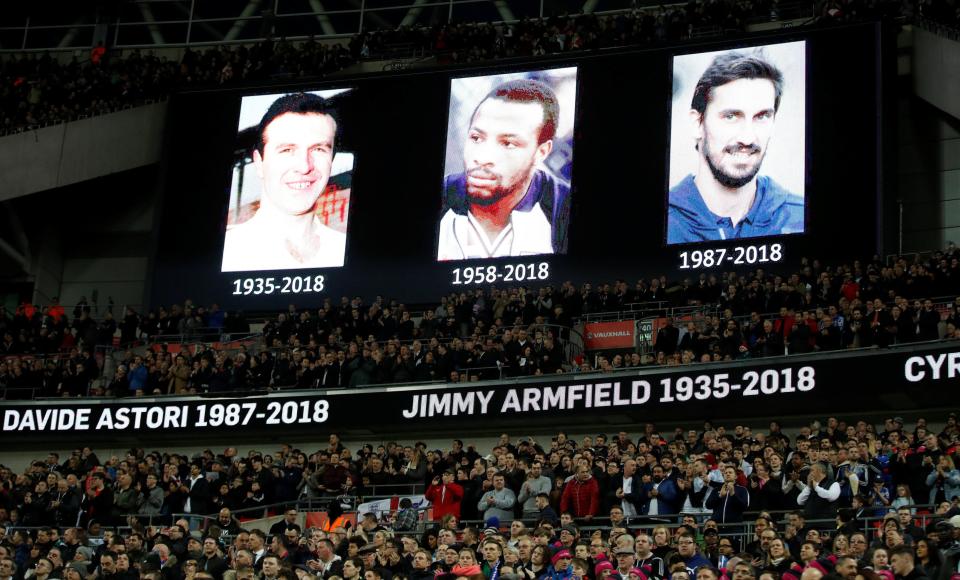 A minute's applause was held for Davide Astori, Cyril Regis and Jimmy Armfield ahead of England vs Italy