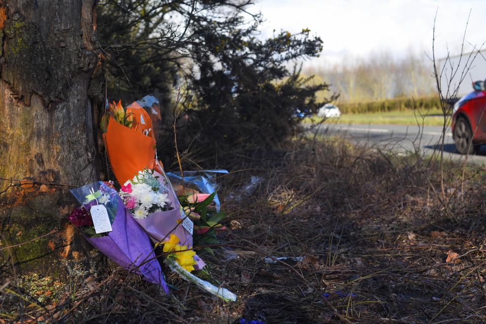  Flowers were left at the scene of the crash