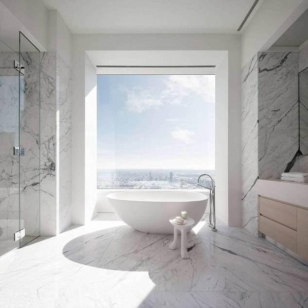  The stunning home has four bathrooms in keeping with the white theme