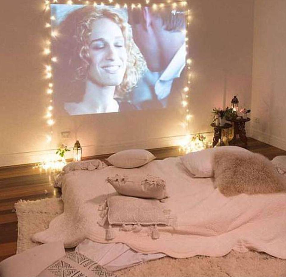  Vicky has this cosy room to watch her favourite movies in