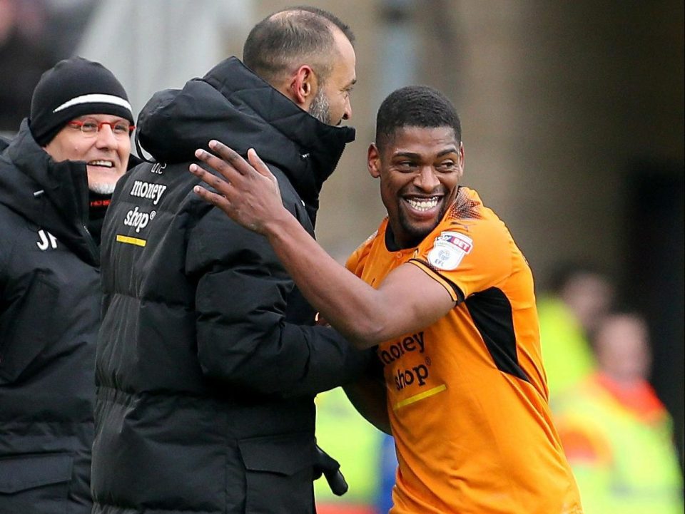  Ivan Cavaleiro celebrates netting Wolves' second goal with boss Nuno