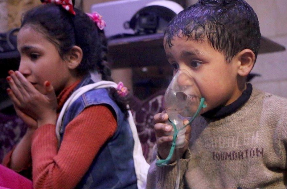 Syrian kids receive medical treatment after Assad regime forces allegedly conducted poisonous gas attack in Douma