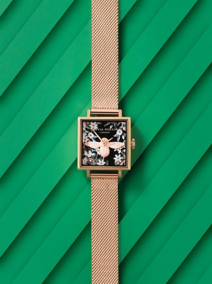 The rose gold plating and layered floral patterns give this watch a unique book