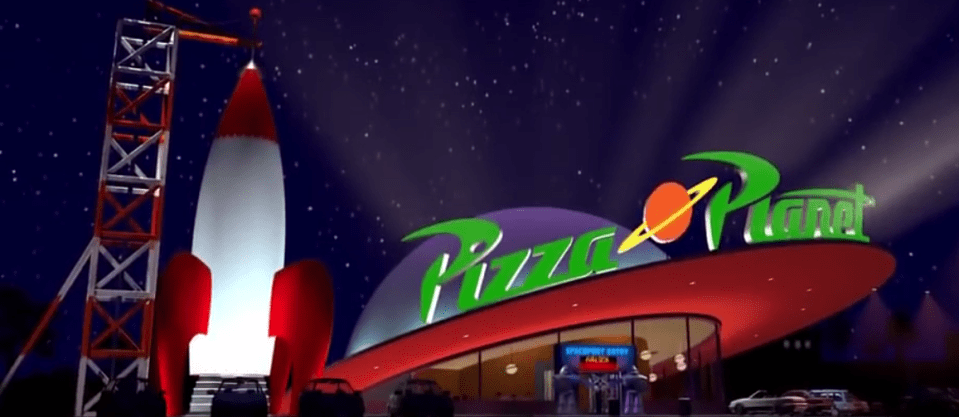  Woody and Buzz Lightyear head to Pizza Planet in Toy Story to try and find their owner, Andy