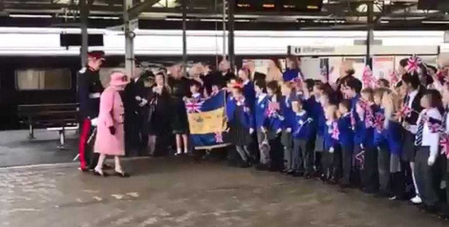  The Queen arrived in Plymouth to crowds of flag-waving children