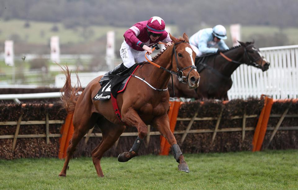  Samcro pulls away to wins the Ballymore Novices' Hurdle at Cheltenham