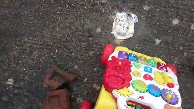  The clip Ahmed made while a media student also saw him run over the mobile phone with a child's toy