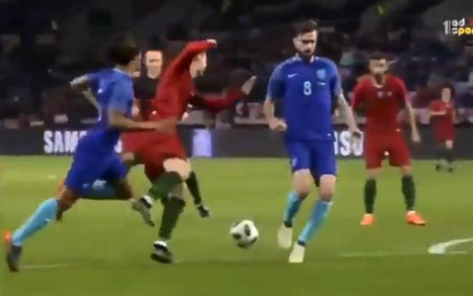  Ronaldo theatrically falls to the ground during the 3-0 defeat