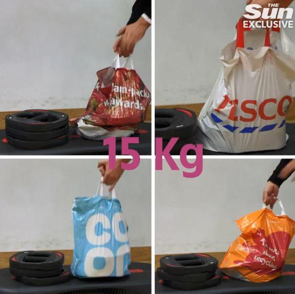  The Co-op bag was the weakest and could only take 15kg