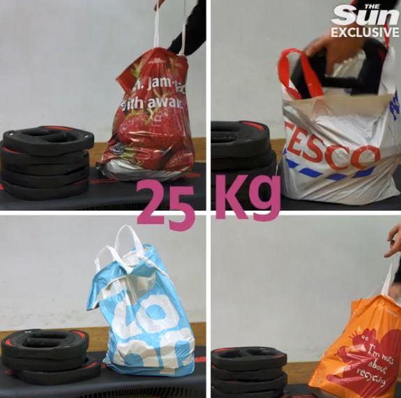  We tested how strong supermarket bags for life are by filling them with weights