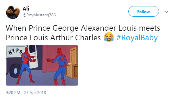  One person said that Prince George might be surprised at meeting his brother with their similar names