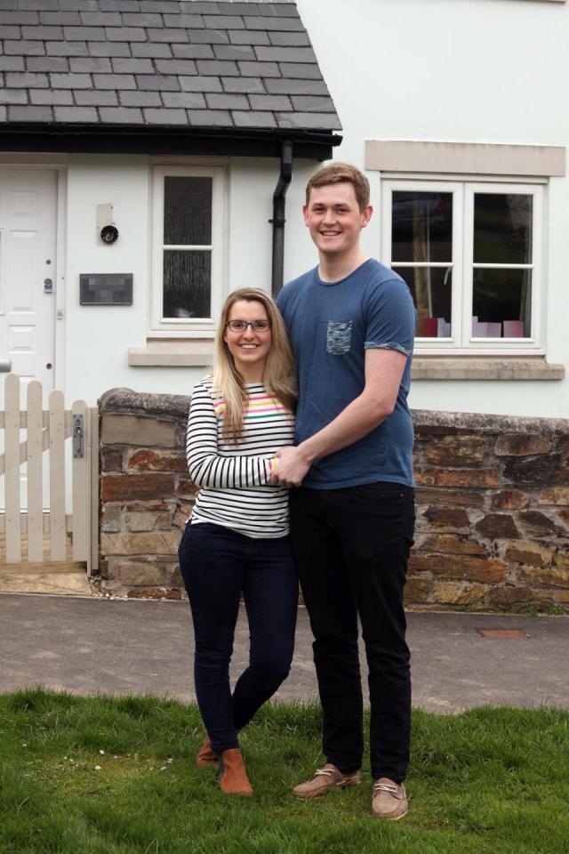  Abigail Davey, 24, and her fiancé Jeremy Blackman, 24, outside their new home in Devon