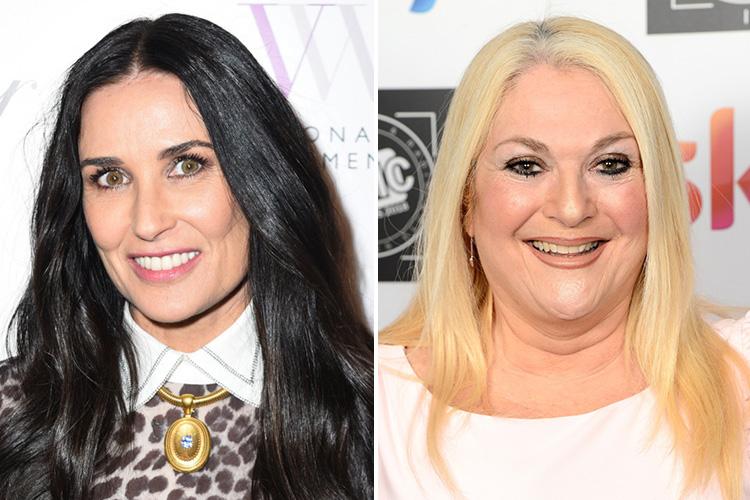  Hollywood actress Demi Moore has a wrinkle-free face and glossy brunette locks, while radio personality Vanessa Feltz  has grown old gracefully. Both were born in 1962