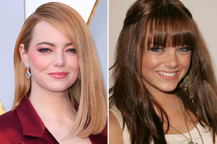  Emma Stone shows off her darker auburn locks in old photos