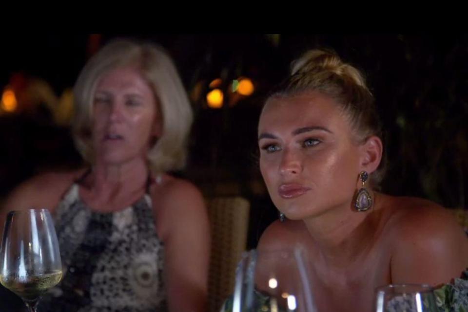  They have an awkward conversation over dinner in the Maldives after looking at potential places to marry on the island