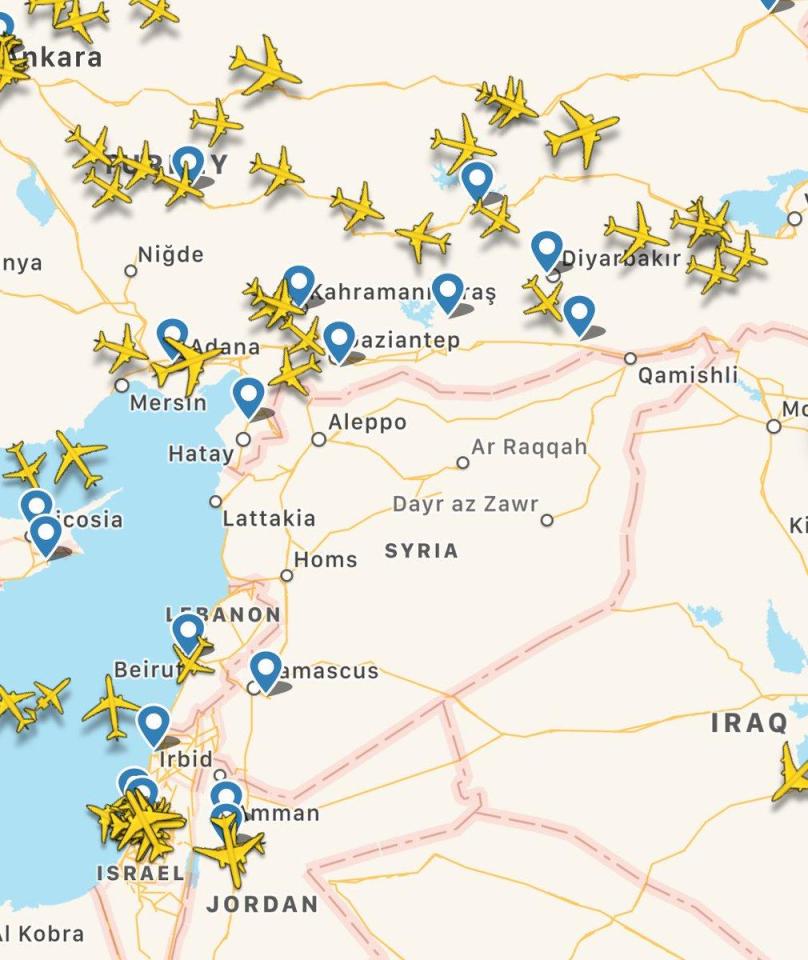 Flight radar data shows planes being diverted from Syrian airspace as a 48-hour clearance was reportedly ordered by the US military